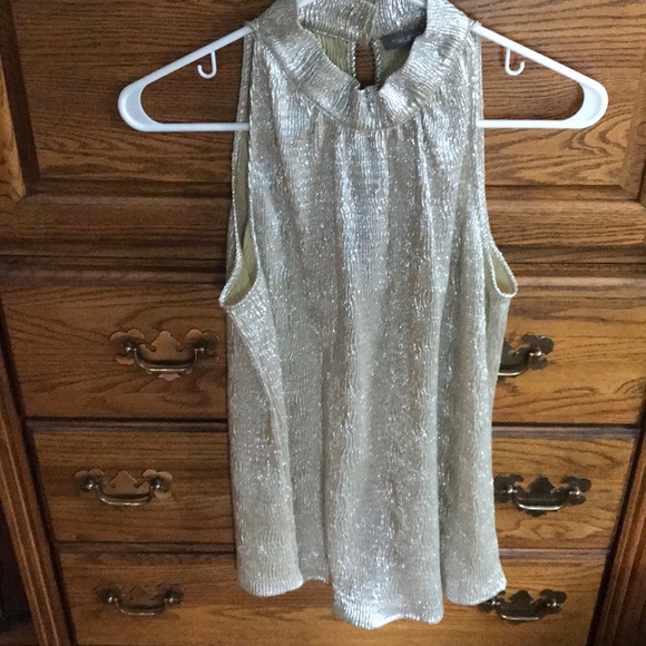 Women’s Gold halter neck sparkly tank top Sz M - Picture 1 of 3